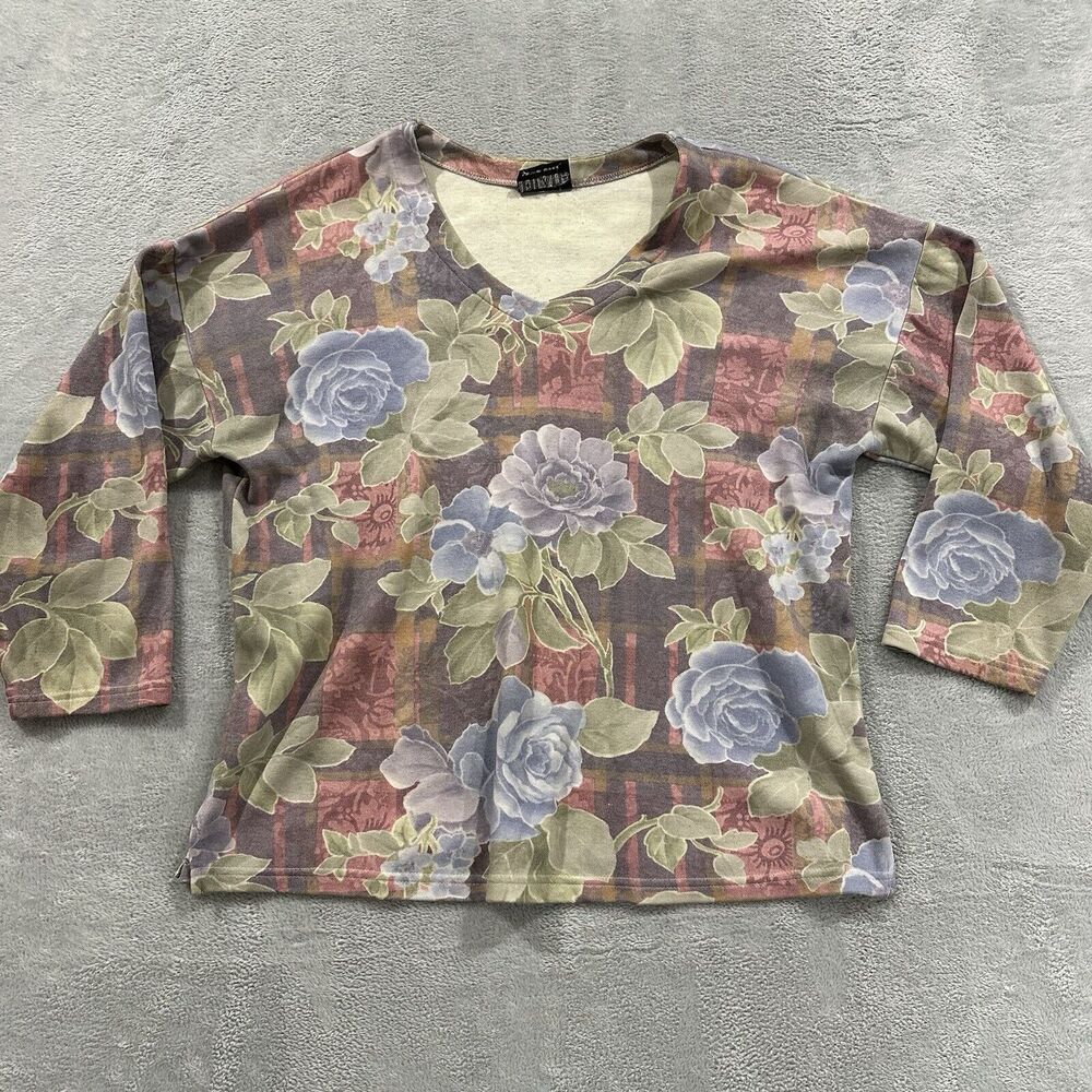 Filati Top Women's M - L Floral Colorful V Neck Long Sleeve Casual